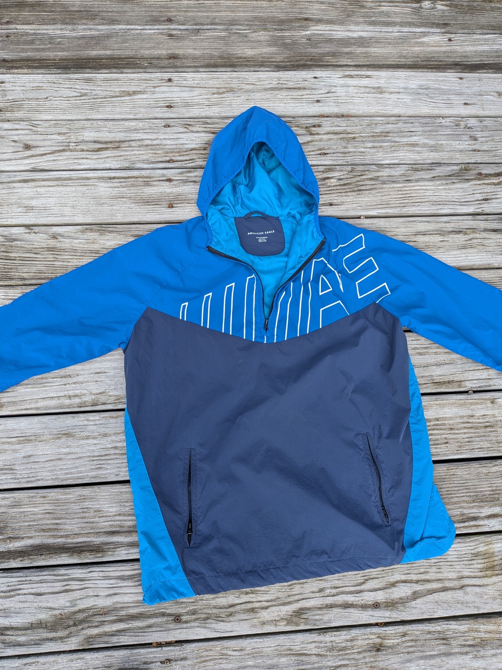American Eagle Outfitters Blue & Navy Packable Jacket- XLT